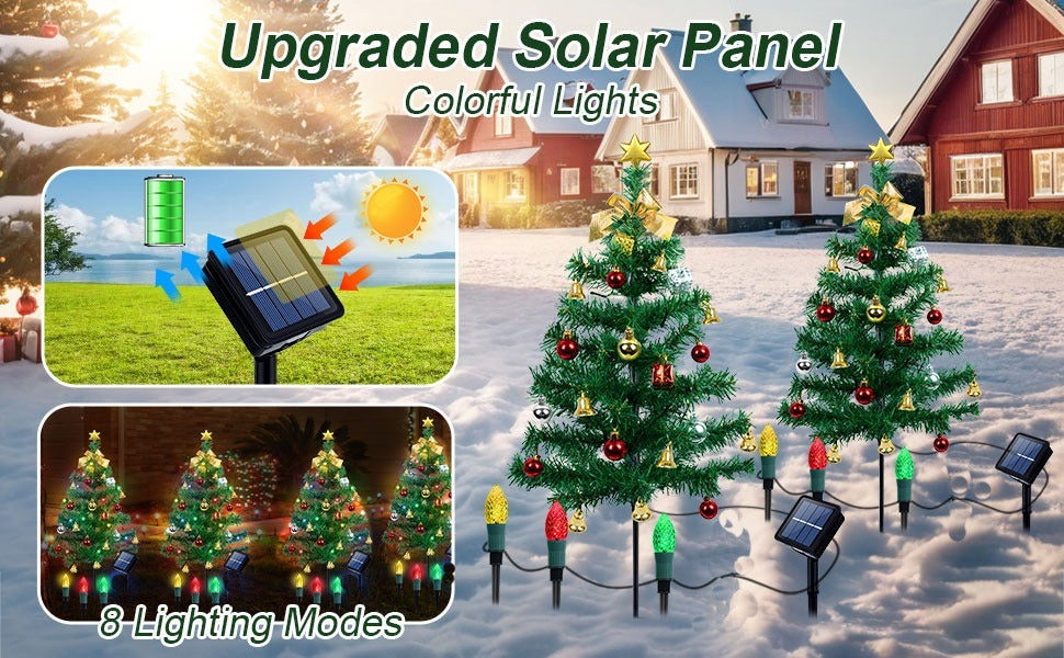 Solar Christmas Tree Lights For 2 Pcs